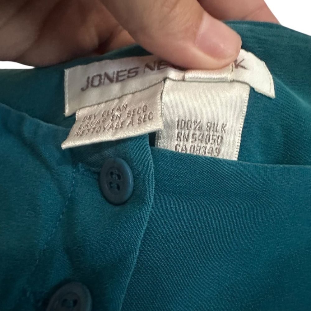 Vintage Jones New York Teal Silk Dress Pants Size 12 - Picture 7 of 7